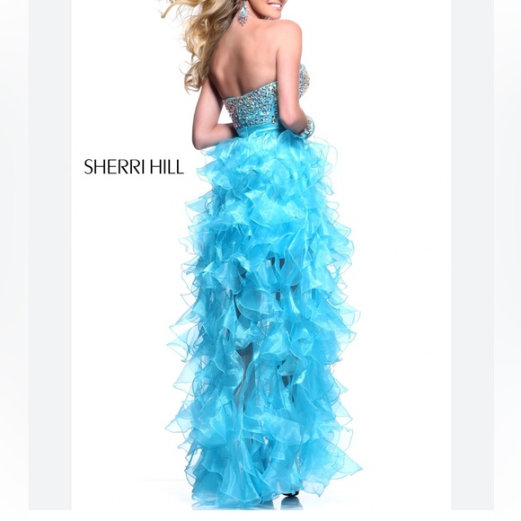 Sherri Hill jeweled dress blue - Picture 2 of 9